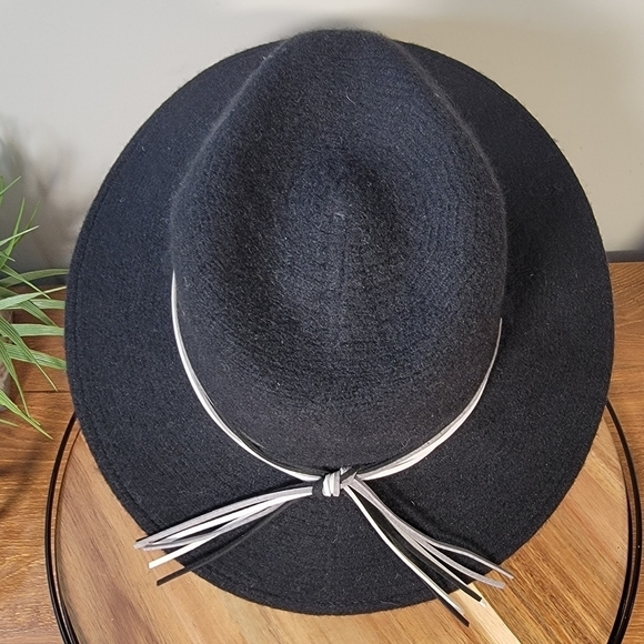 Pretty Persuasions Black wool blend Wide Brim Fedora Winter Hat Women's OS - Picture 8 of 15